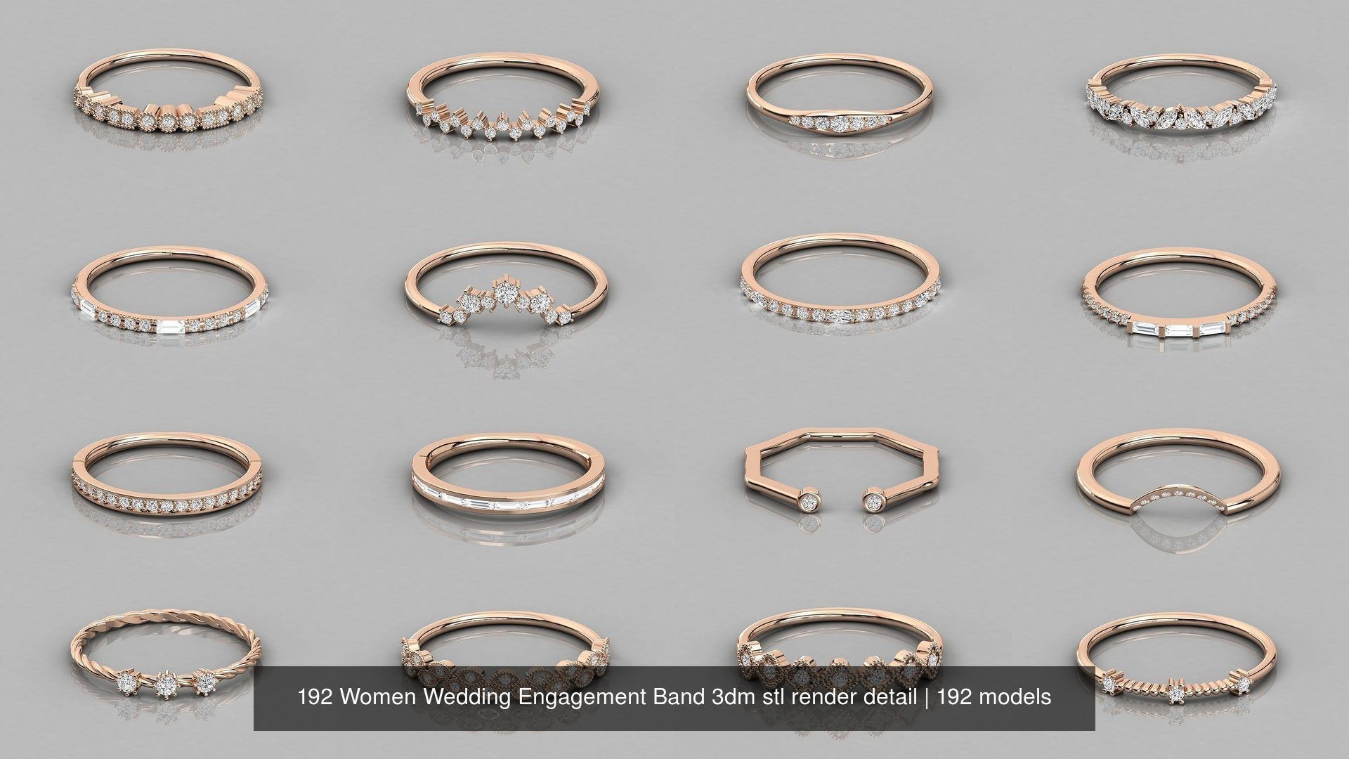 192 Women Wedding Engagement Band 3dm stl render detail 3D Model Collection_10