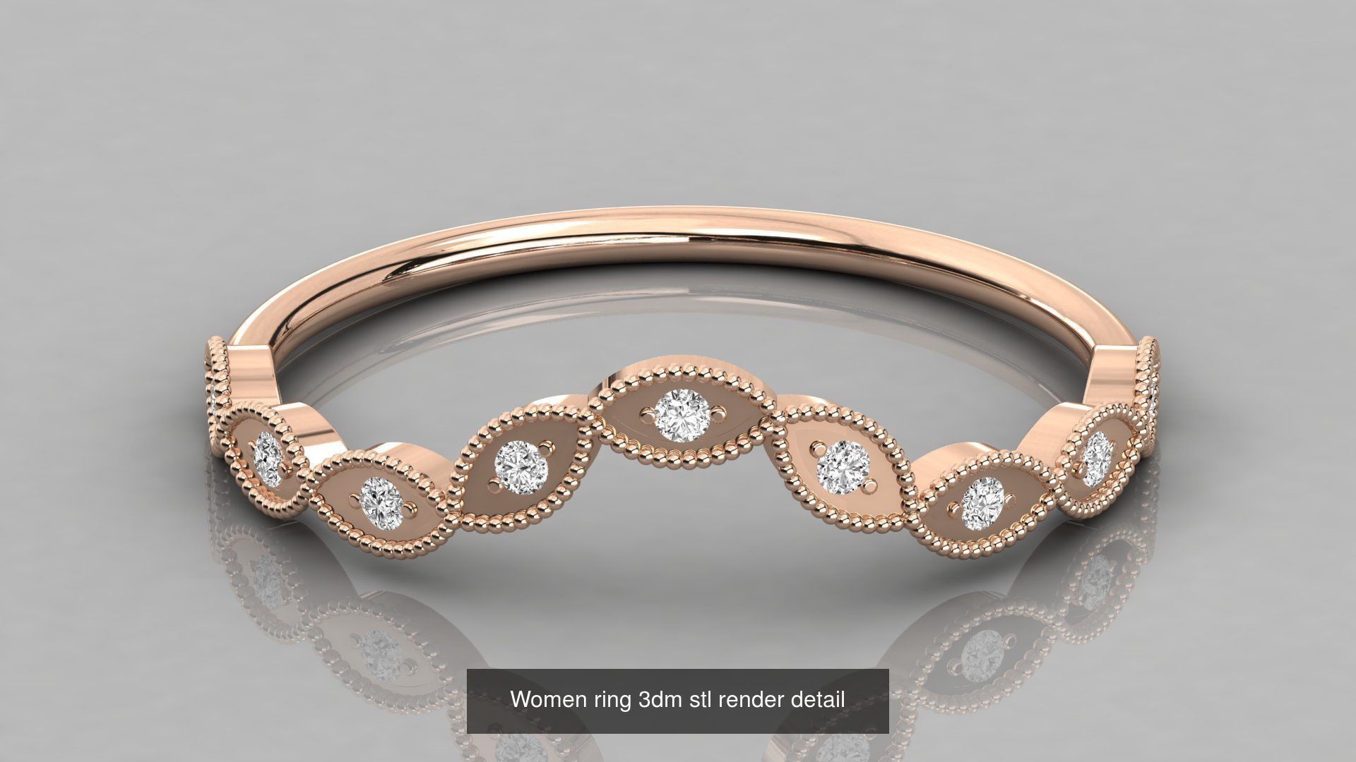 192 Women Wedding Engagement Band 3dm stl render detail 3D Model Collection_153