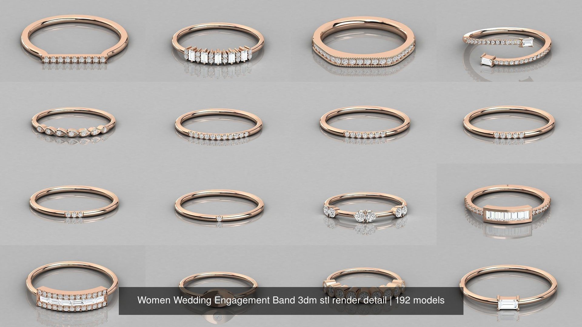 192 Women Wedding Engagement Band 3dm stl render detail 3D Model Collection_4