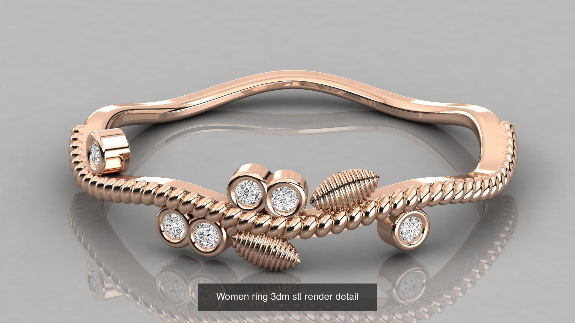 192 Women Wedding Engagement Band 3dm stl render detail 3D Model Collection_194