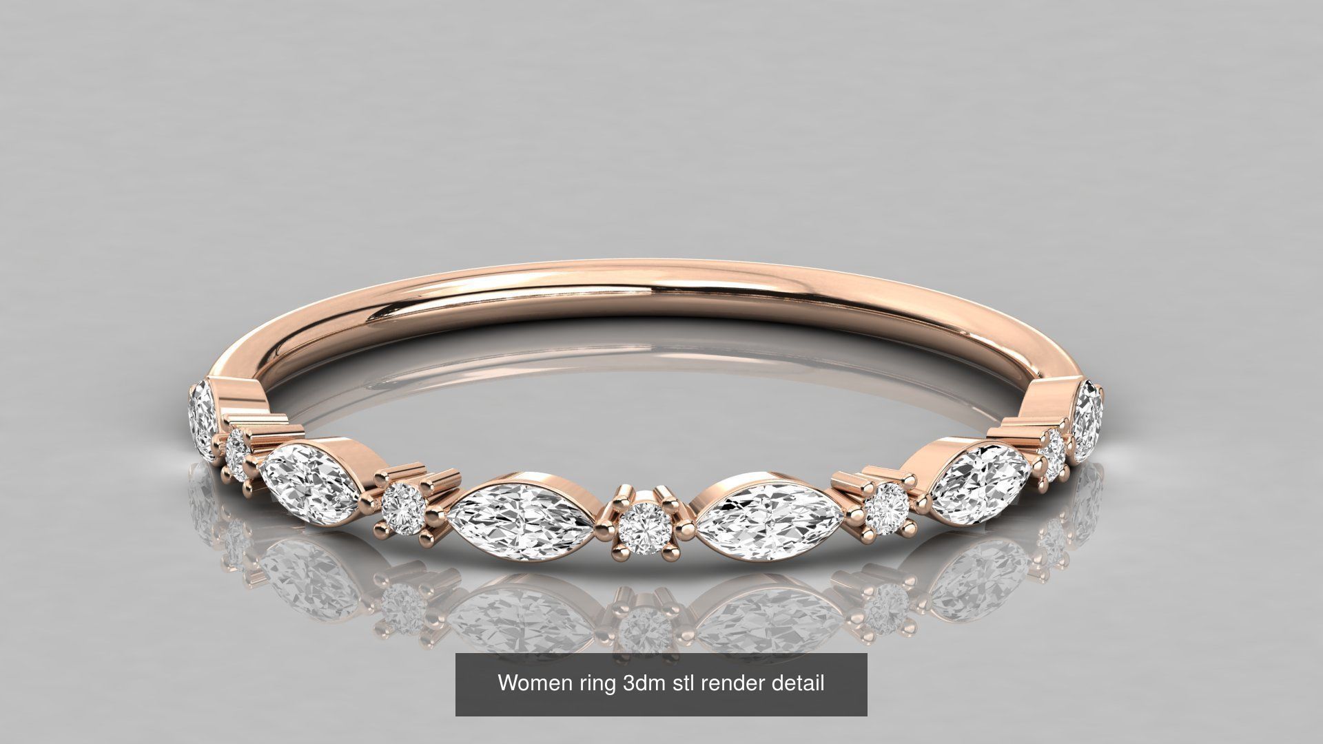 192 Women Wedding Engagement Band 3dm stl render detail 3D Model Collection_170
