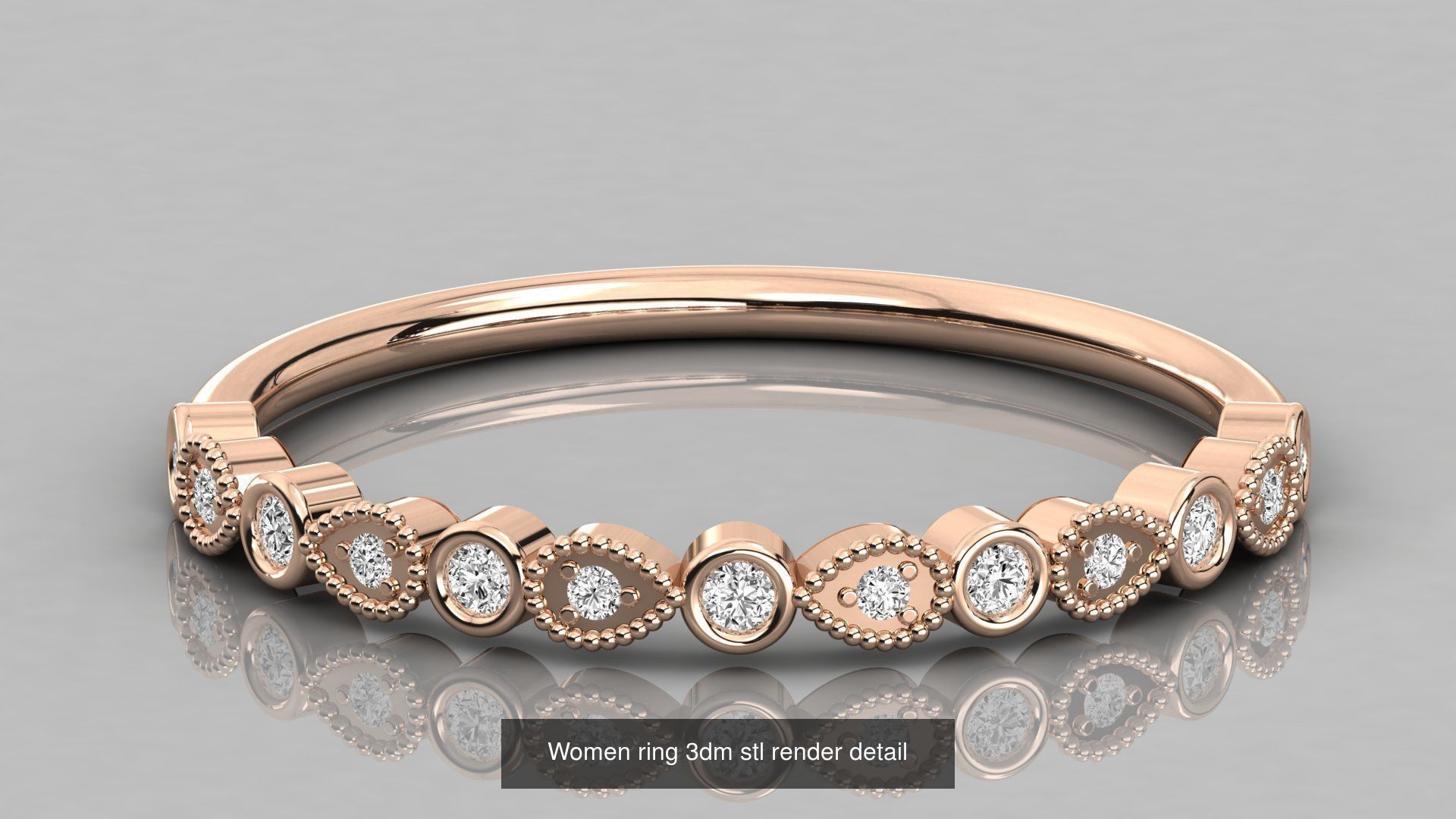 192 Women Wedding Engagement Band 3dm stl render detail 3D Model Collection_150