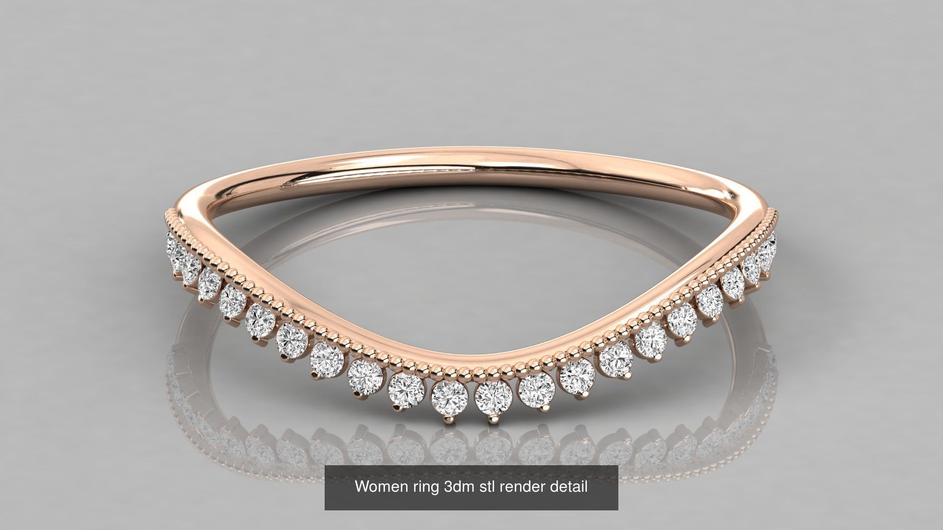 192 Women Wedding Engagement Band 3dm stl render detail 3D Model Collection_183
