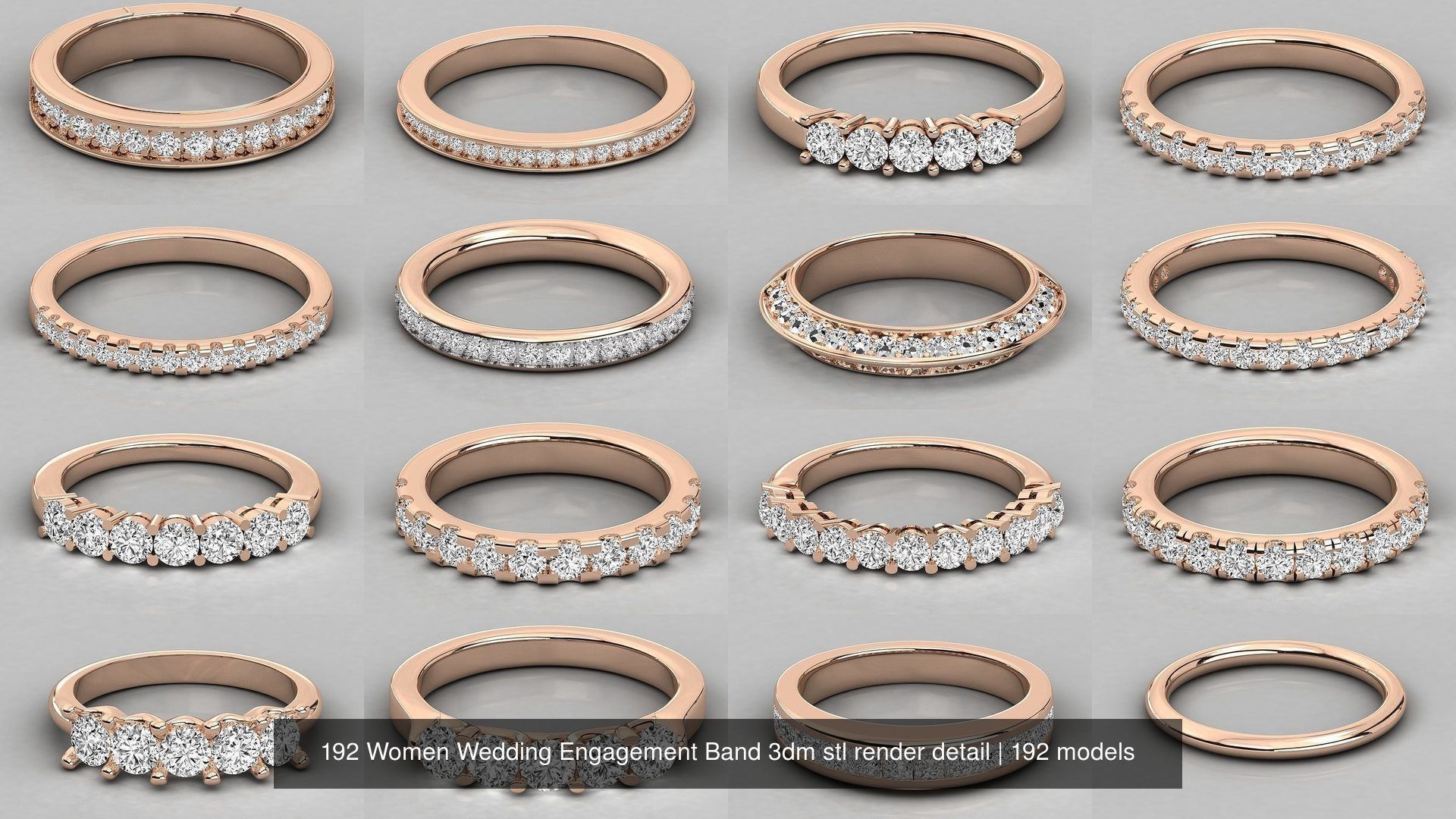 192 Women Wedding Engagement Band 3dm stl render detail 3D Model Collection_22