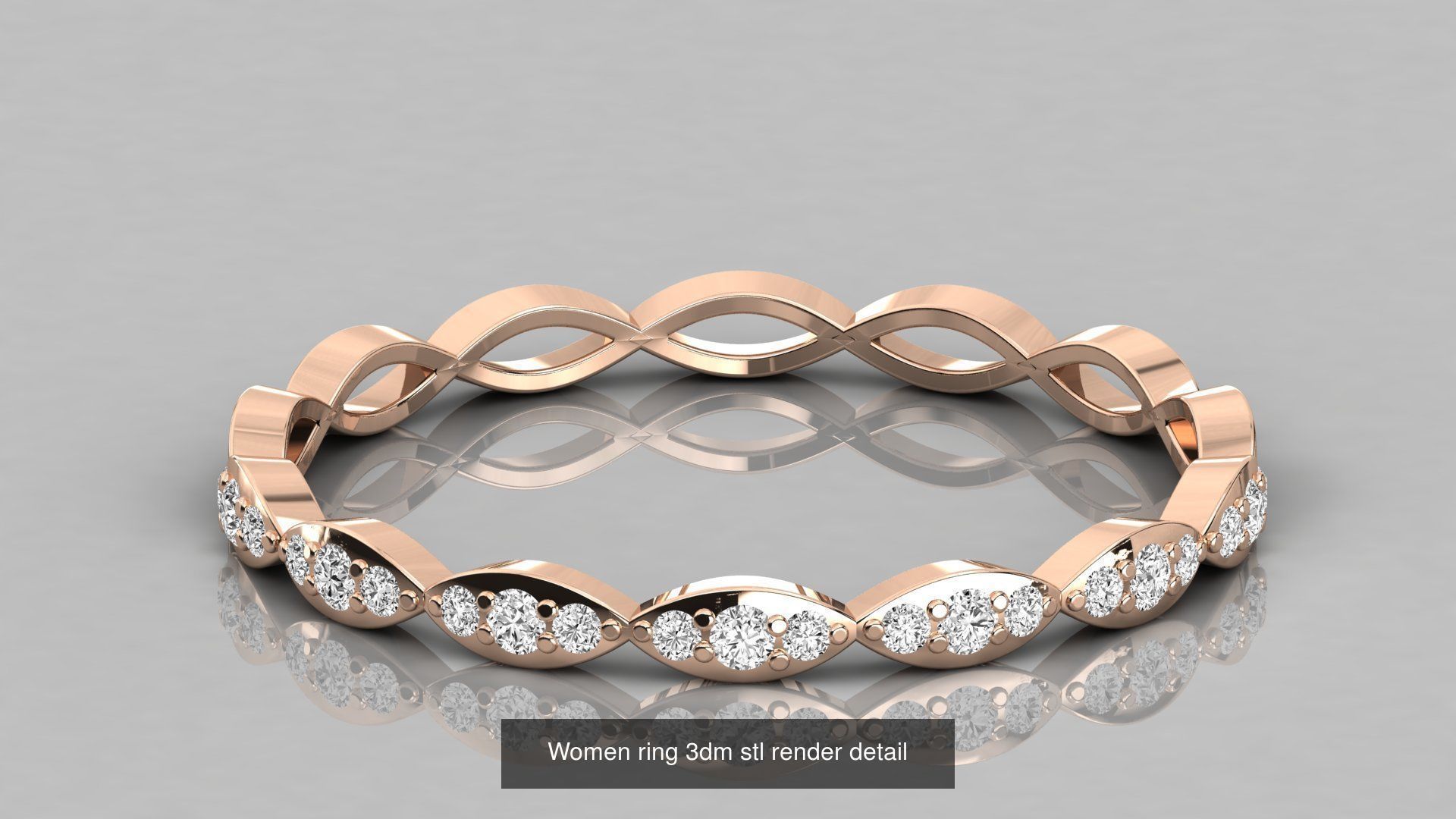 192 Women Wedding Engagement Band 3dm stl render detail 3D Model Collection_164