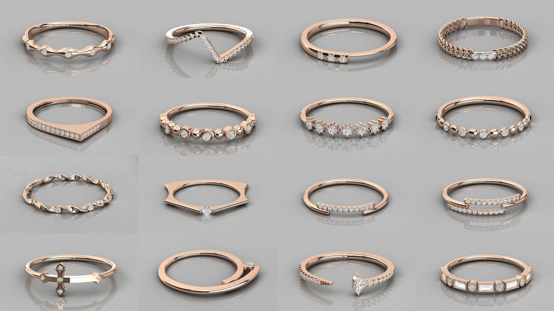 192 Women Wedding Engagement Band 3dm stl render detail 3D Model Collection_17