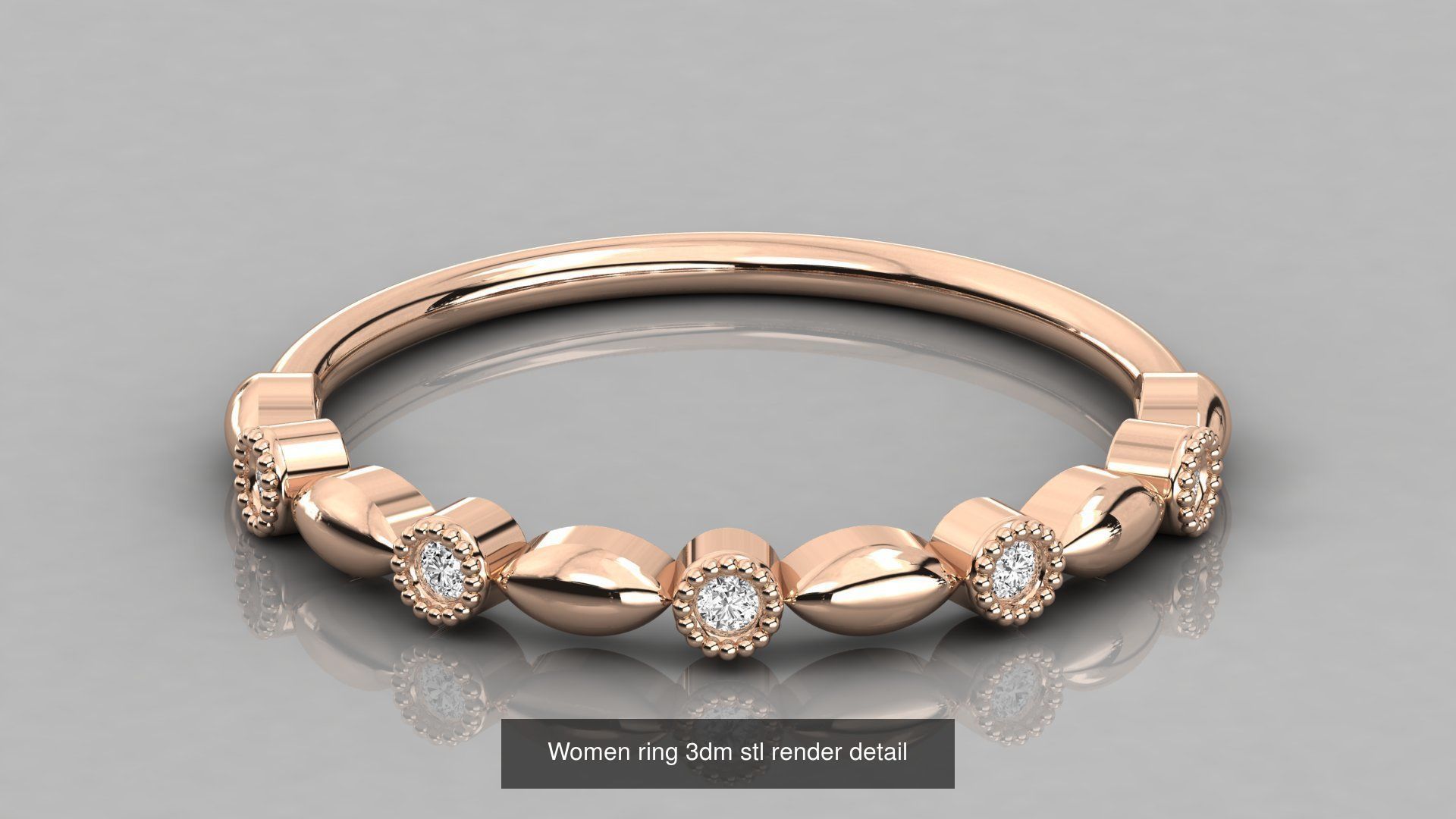 192 Women Wedding Engagement Band 3dm stl render detail 3D Model Collection_181