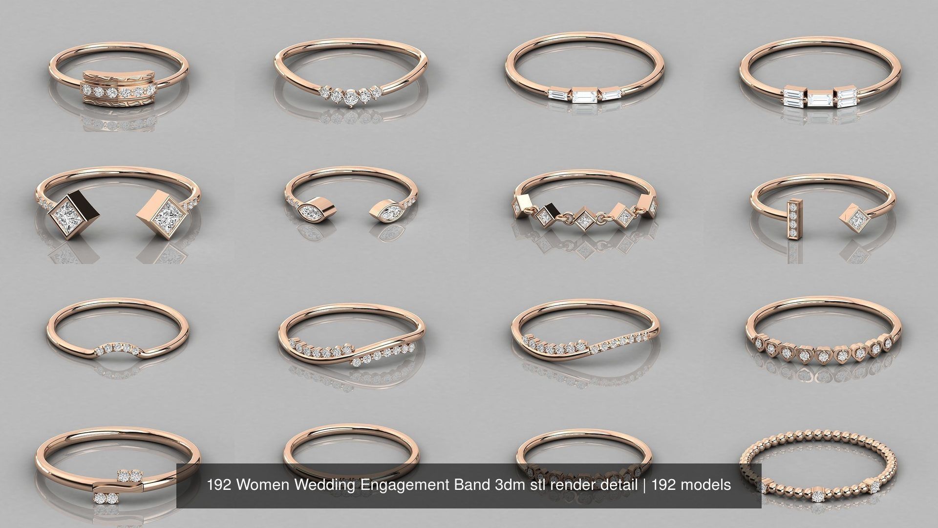 192 Women Wedding Engagement Band 3dm stl render detail 3D Model Collection_6