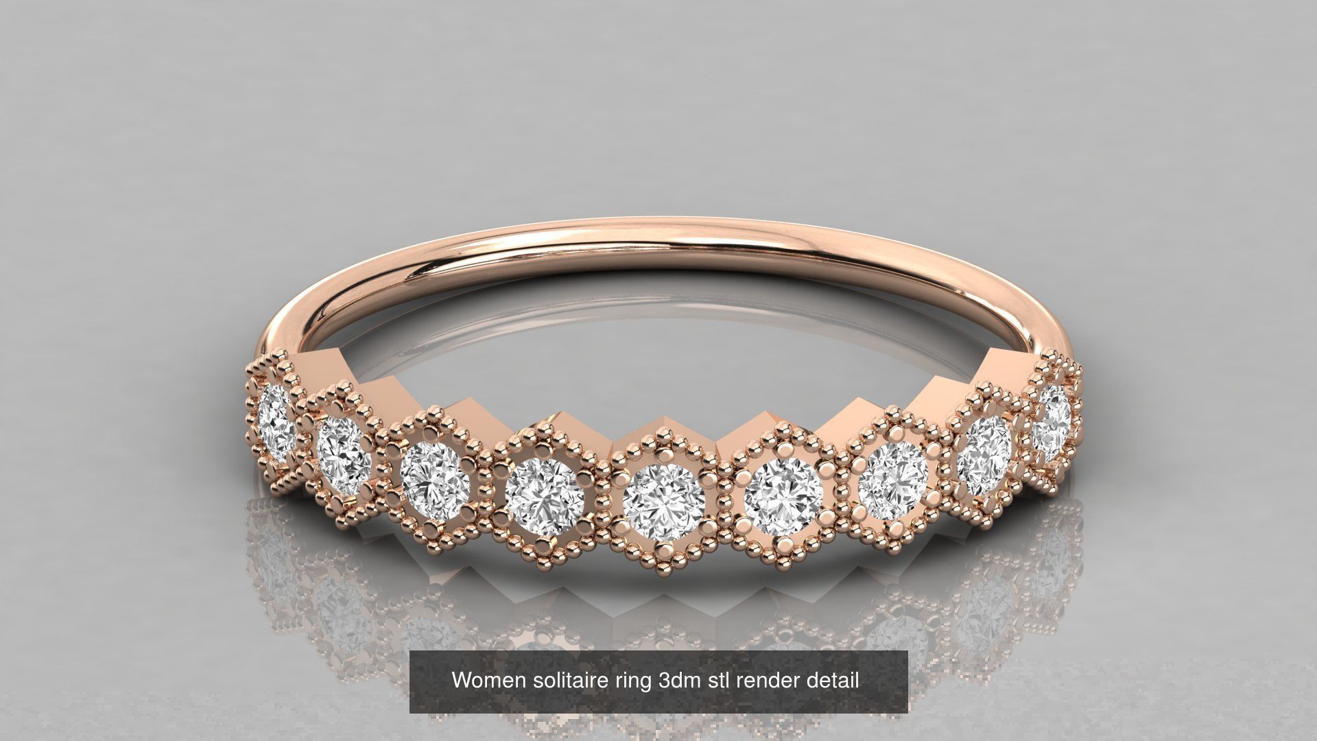 192 Women Wedding Engagement Band 3dm stl render detail 3D Model Collection_71