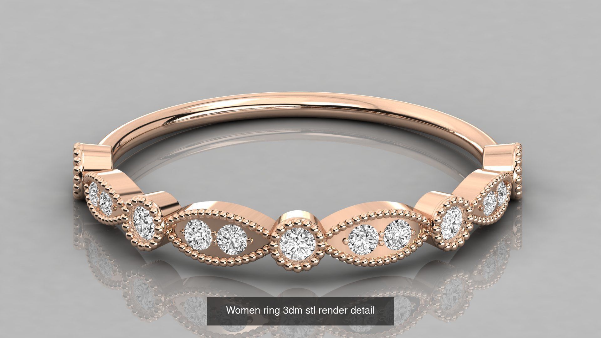 192 Women Wedding Engagement Band 3dm stl render detail 3D Model Collection_158