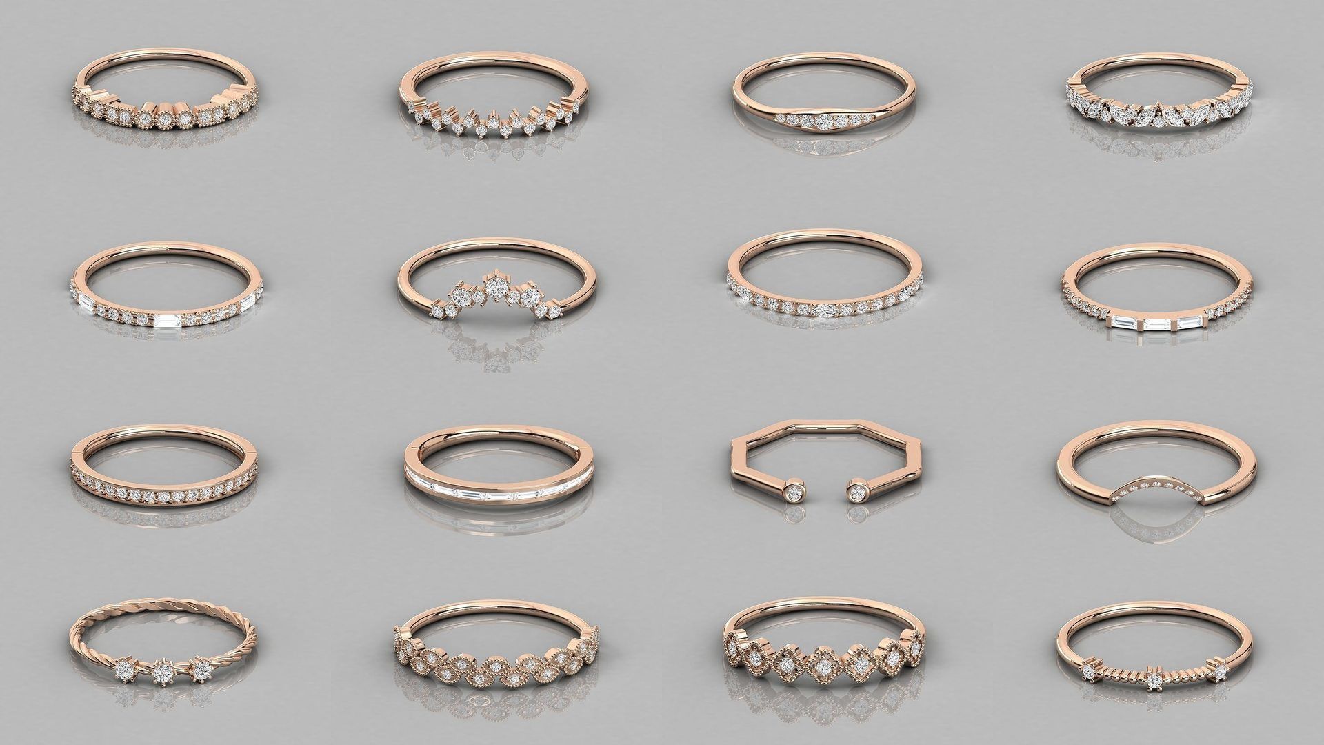192 Women Wedding Engagement Band 3dm stl render detail 3D Model Collection_21