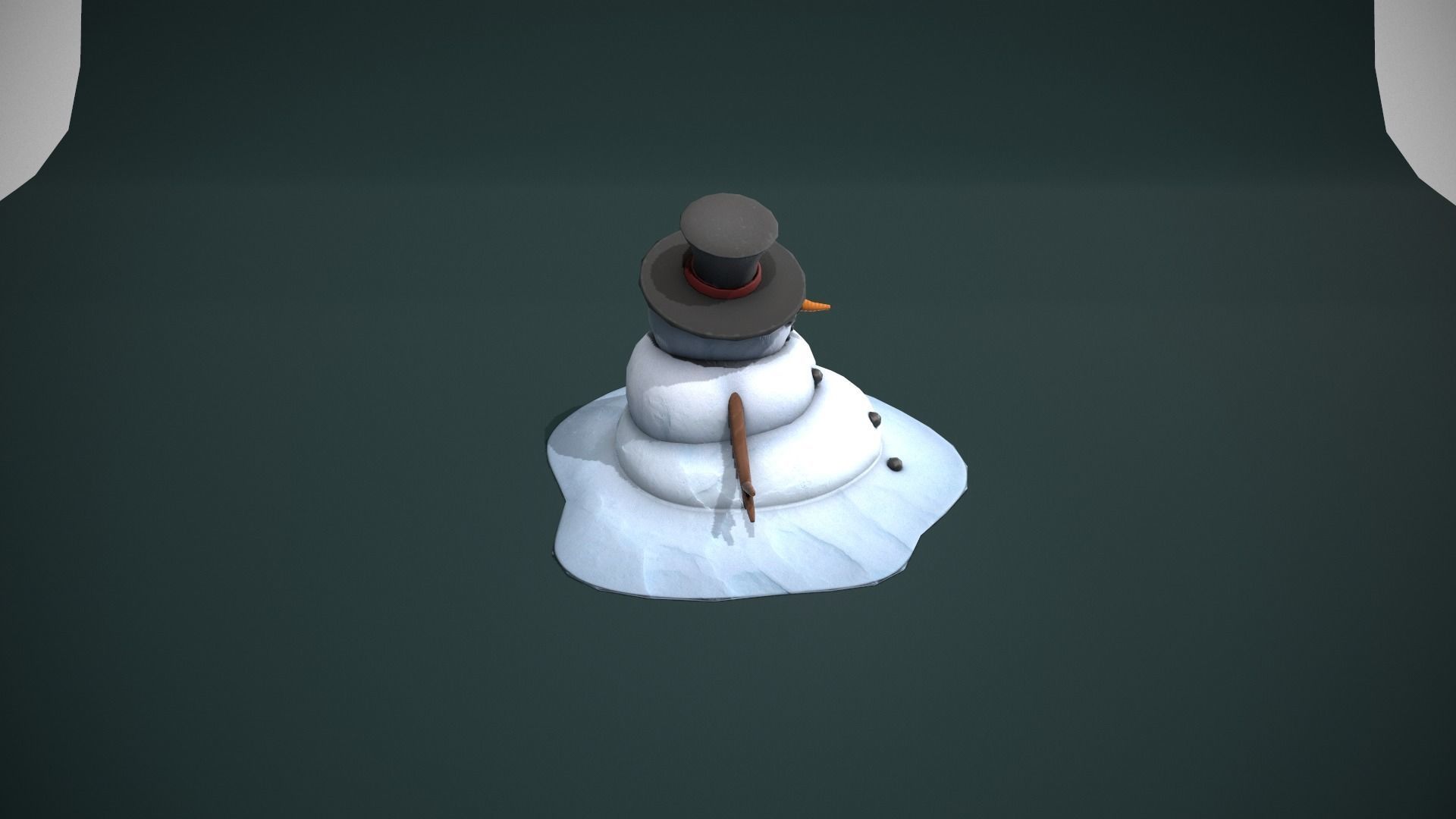 Melting Snowman Low-poly 3D model_3