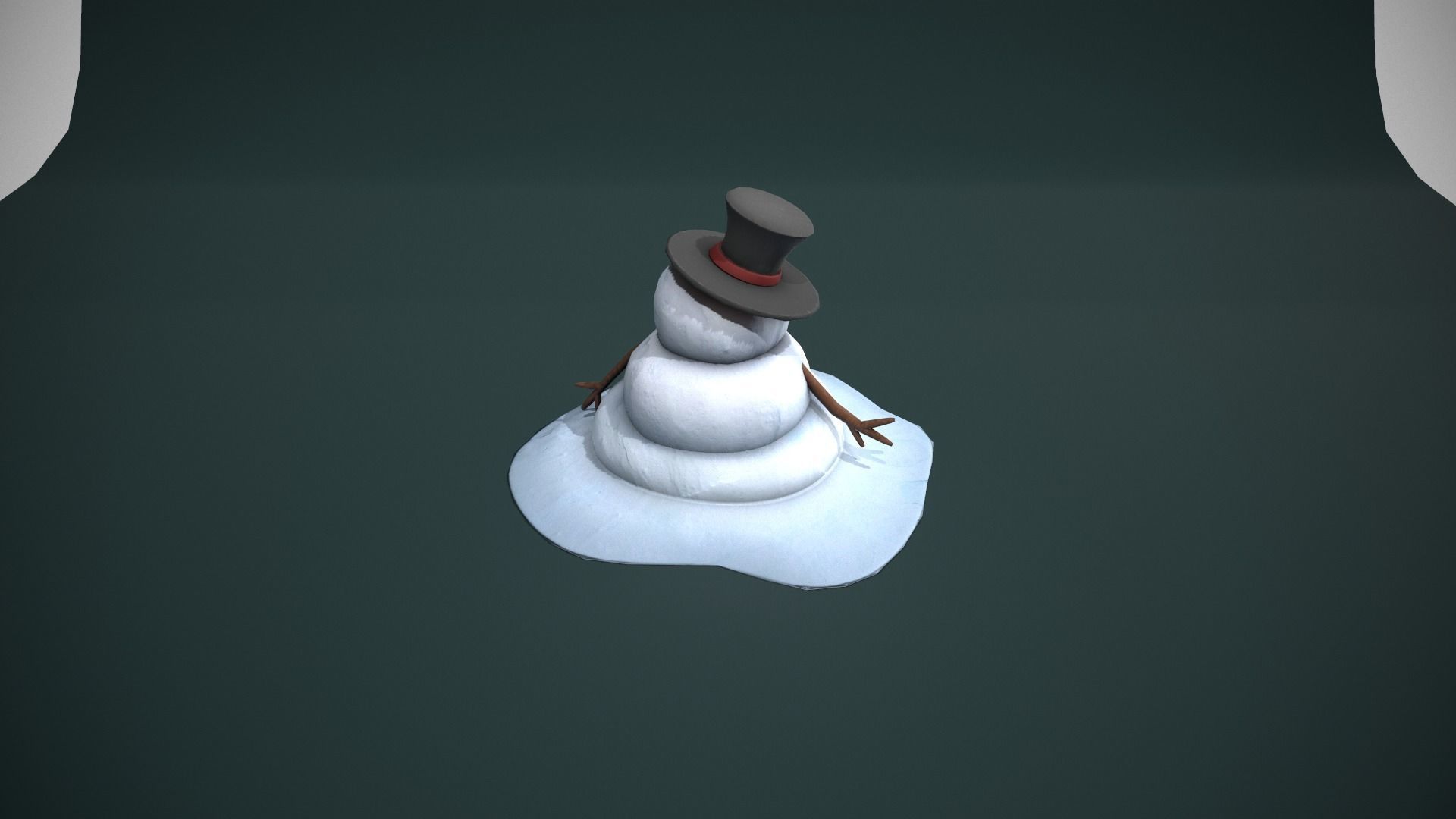 Melting Snowman Low-poly 3D model_5