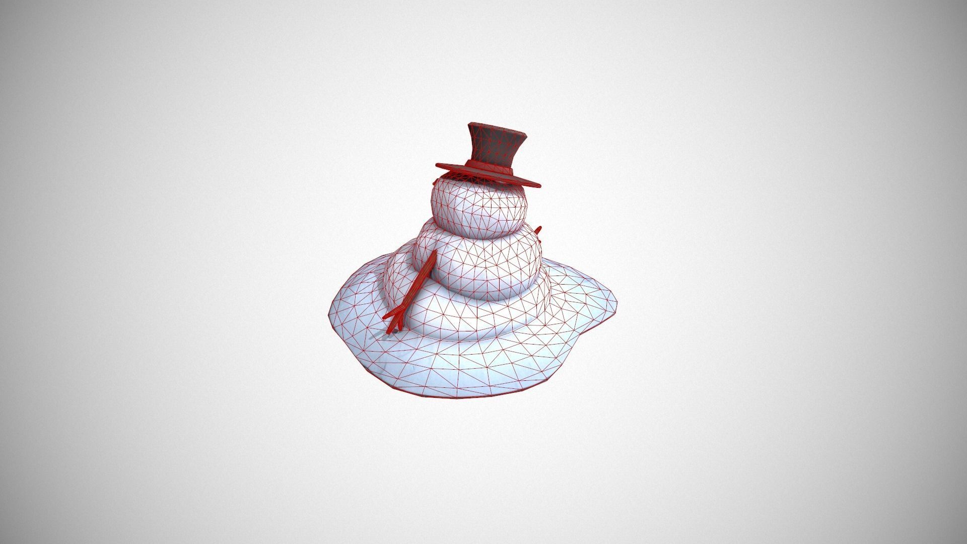 Melting Snowman Low-poly 3D model_19