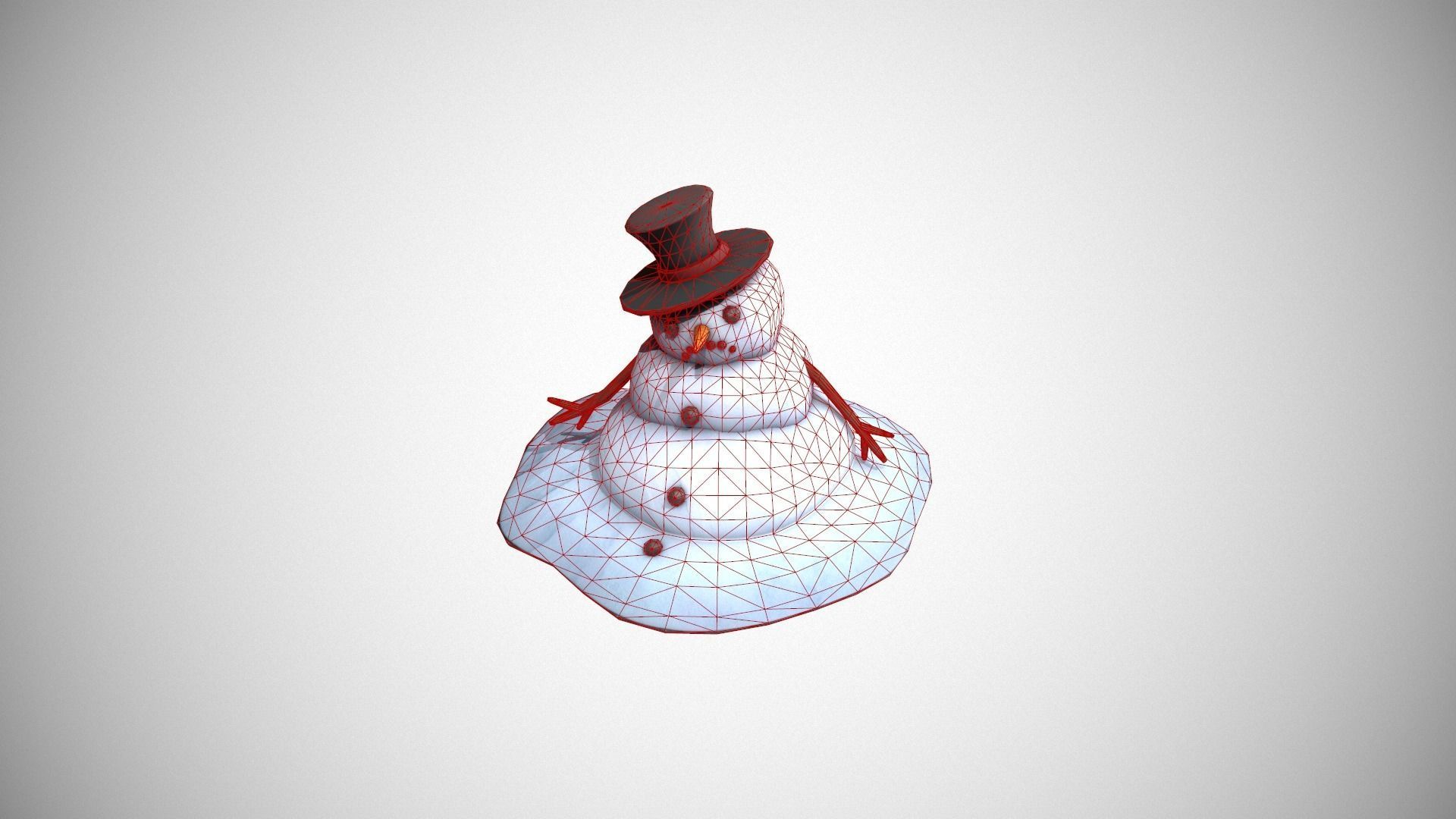 Melting Snowman Low-poly 3D model_12