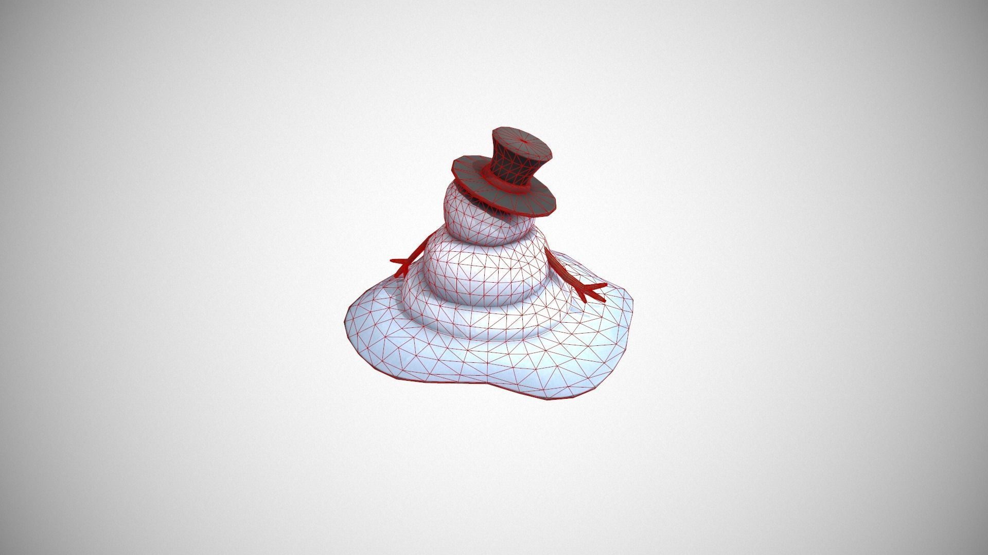 Melting Snowman Low-poly 3D model_17