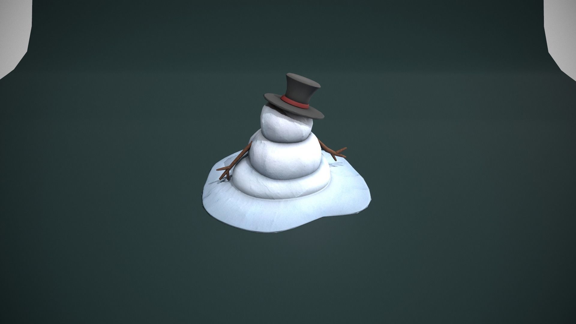 Melting Snowman Low-poly 3D model_6