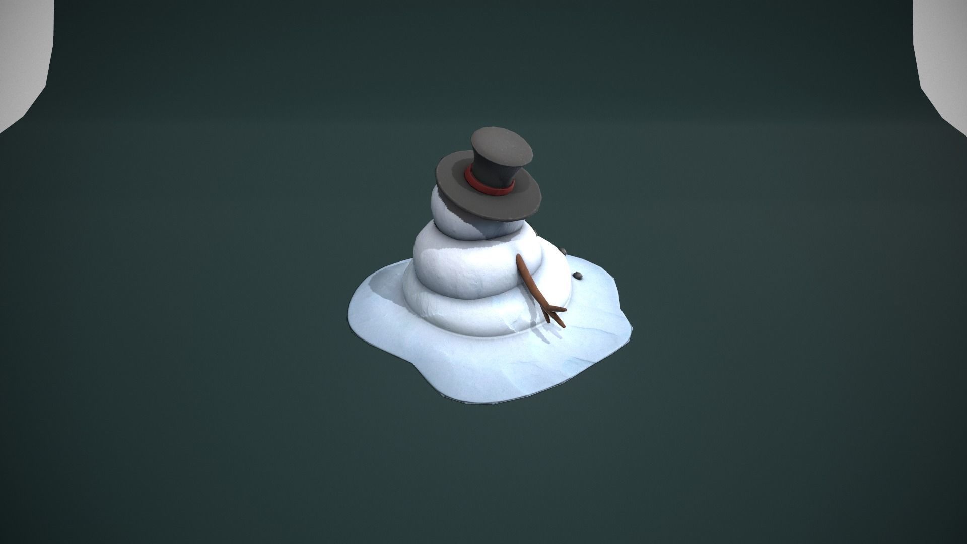 Melting Snowman Low-poly 3D model_4