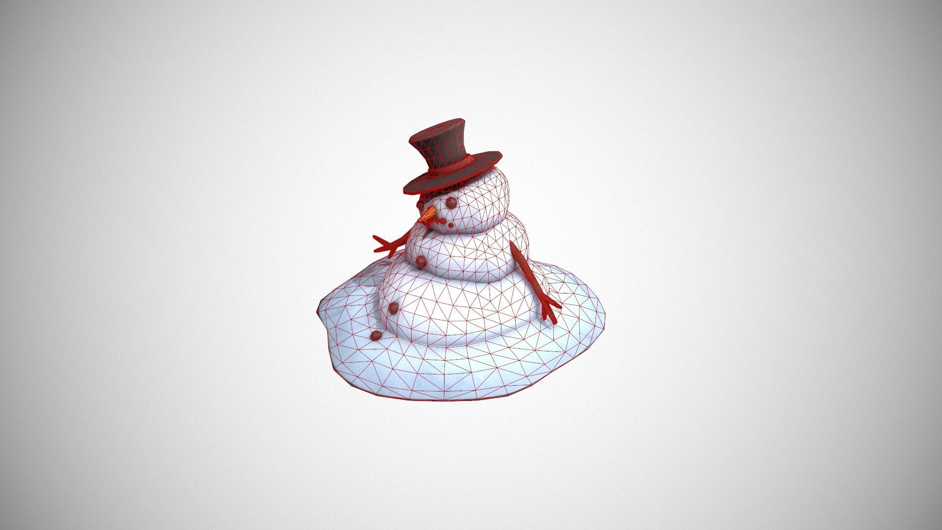 Melting Snowman Low-poly 3D model_22