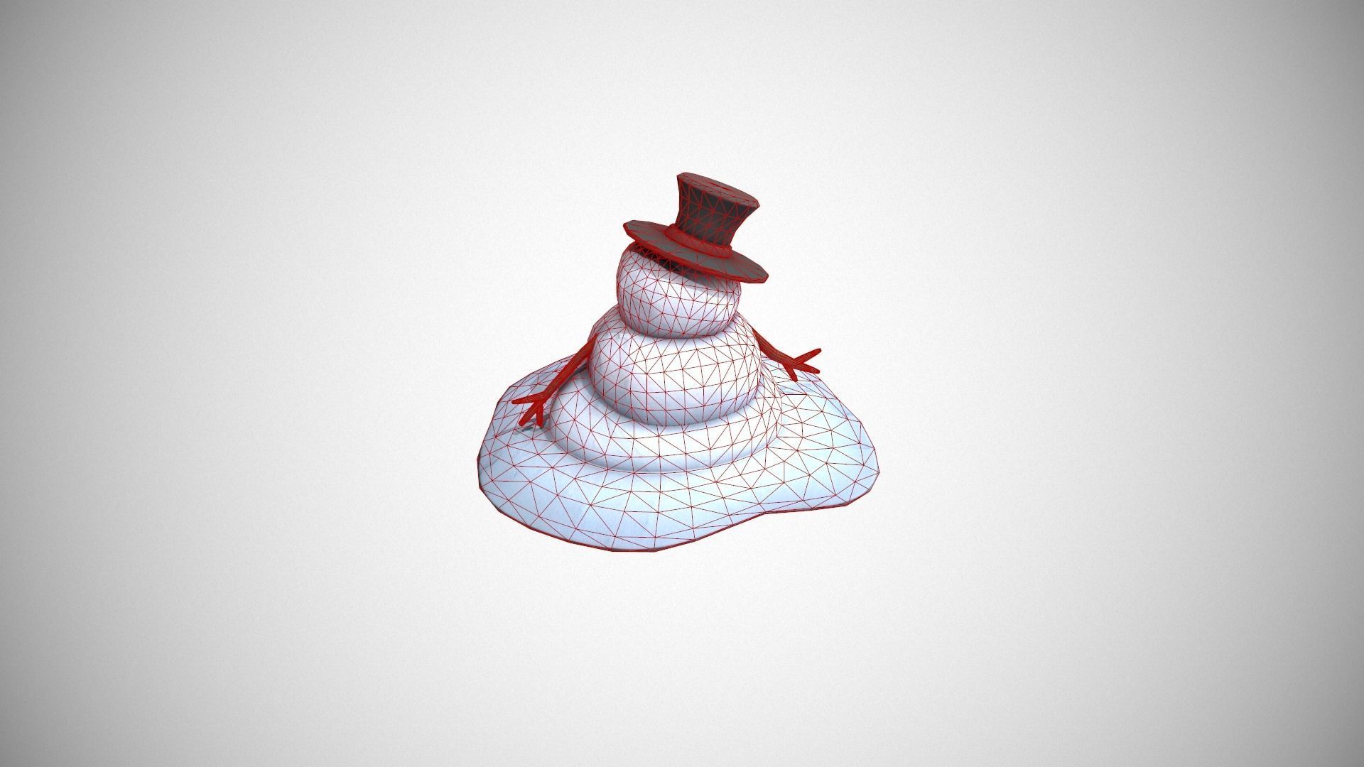 Melting Snowman Low-poly 3D model_18