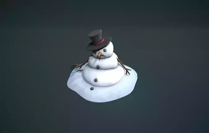 Melting Snowman Low-poly 3D model