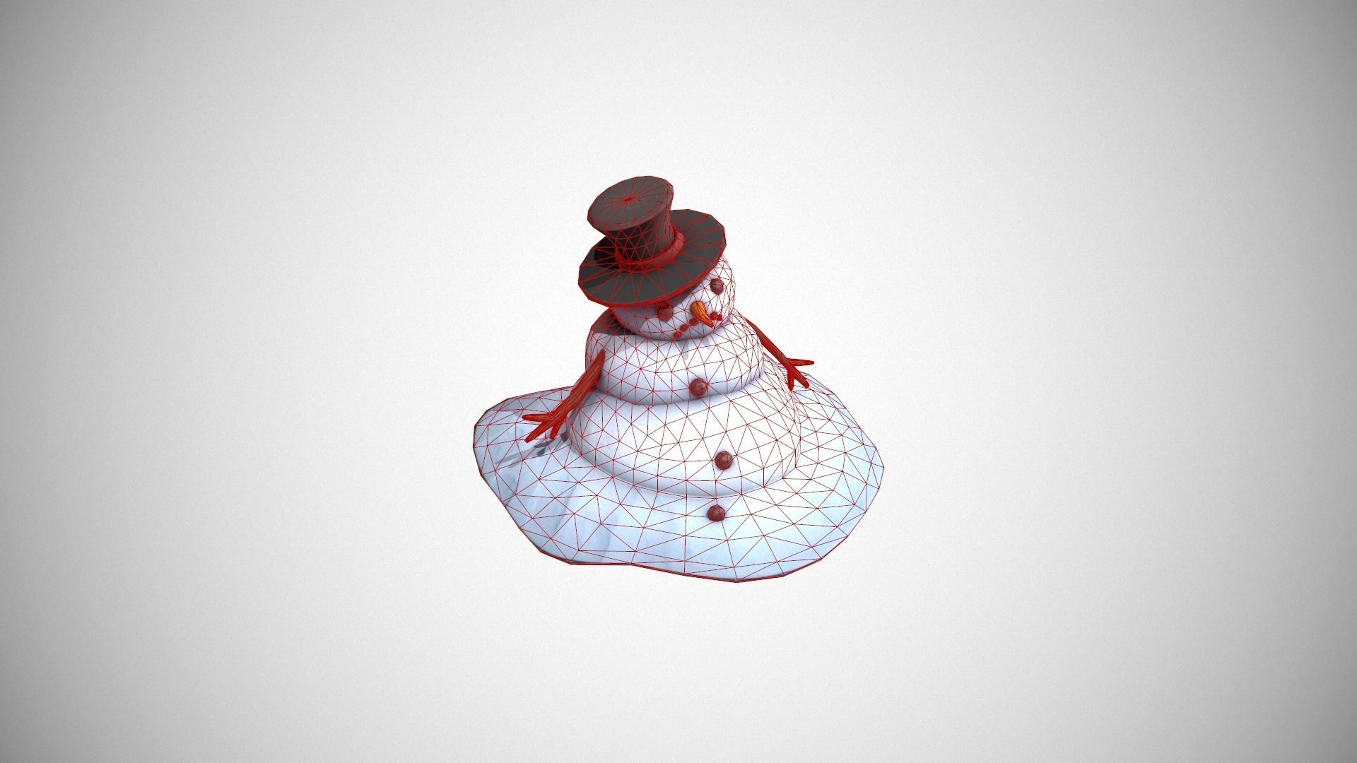 Melting Snowman Low-poly 3D model_13