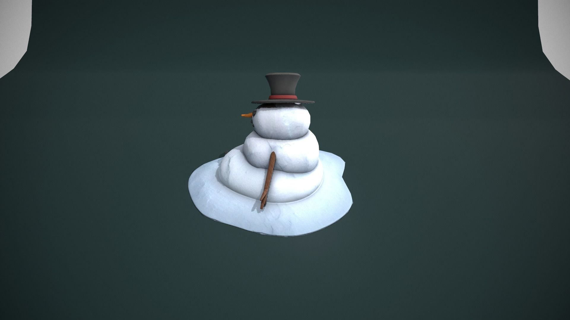 Melting Snowman Low-poly 3D model_8