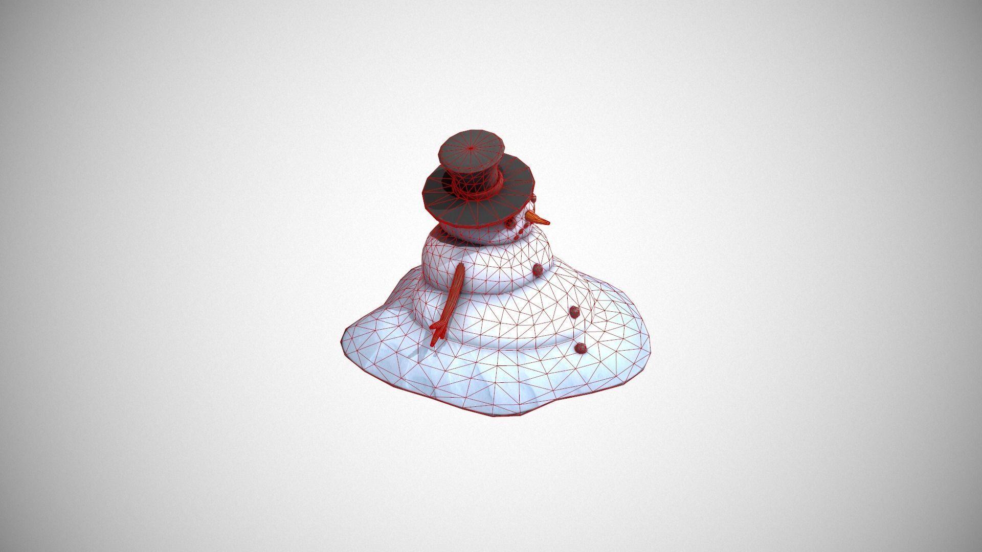 Melting Snowman Low-poly 3D model_14