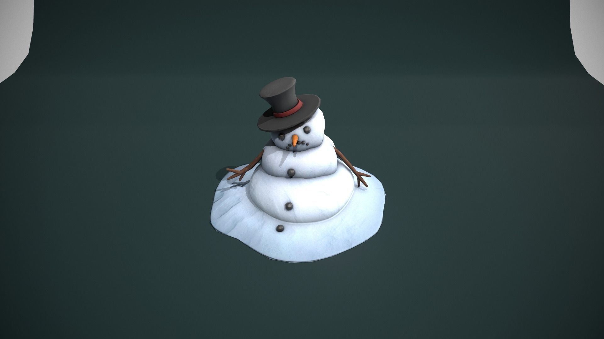 Melting Snowman Low-poly 3D model_11