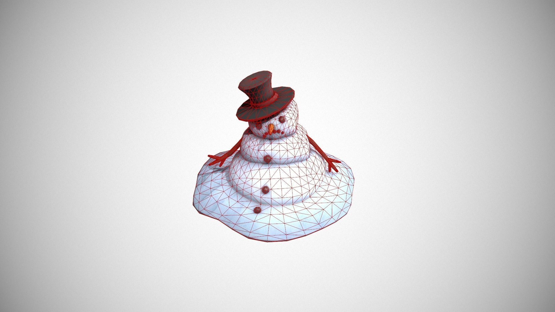 Melting Snowman Low-poly 3D model_23