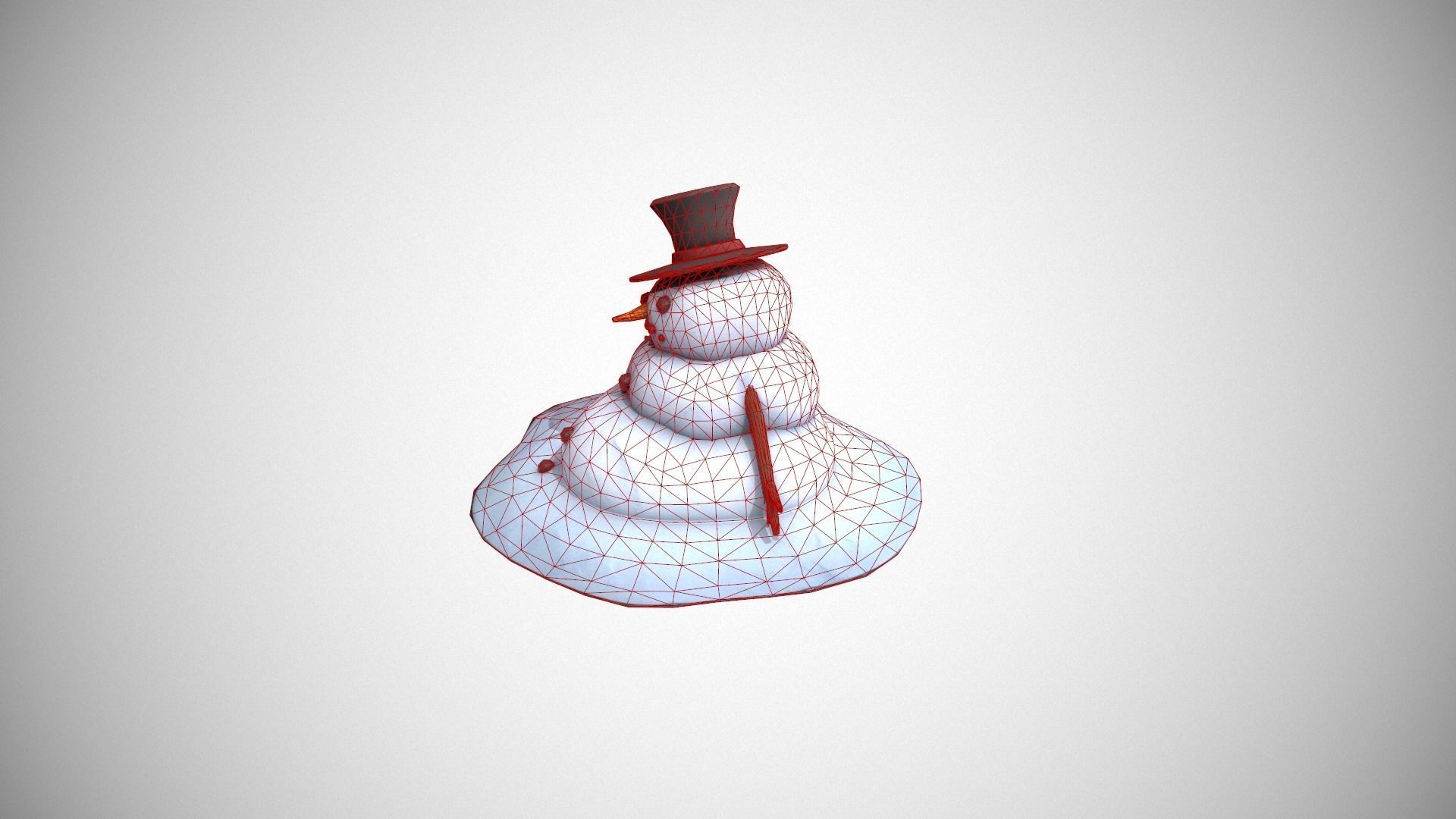 Melting Snowman Low-poly 3D model_21