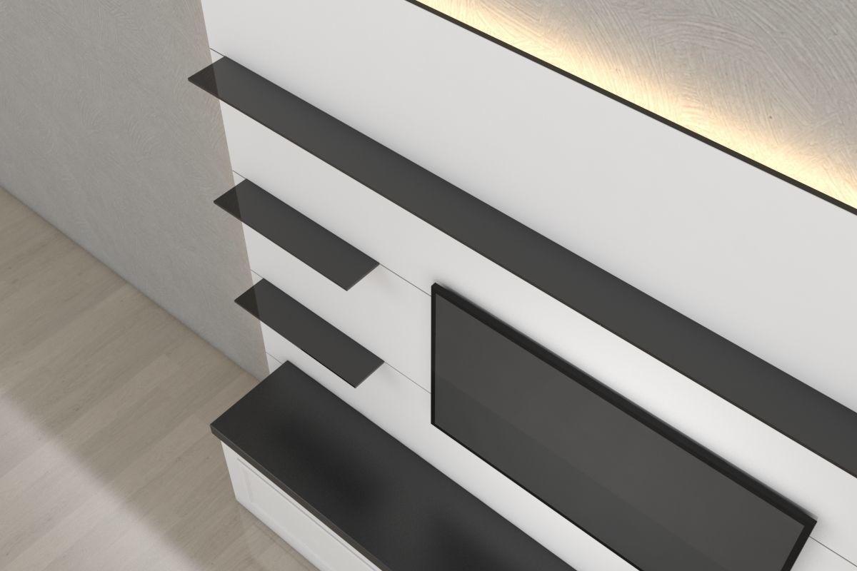 Tv Unit With Black Glasses 3D model_3