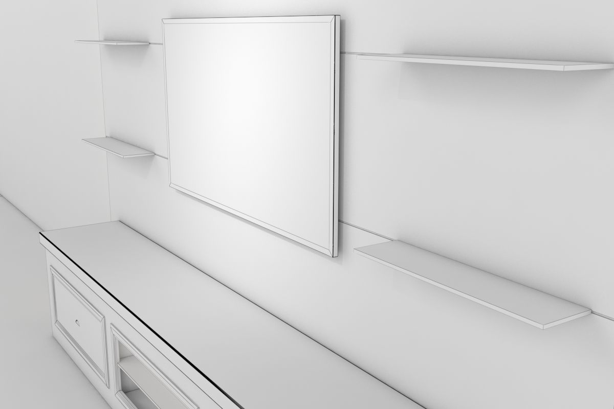 Tv Unit With Black Glasses 3D model_15