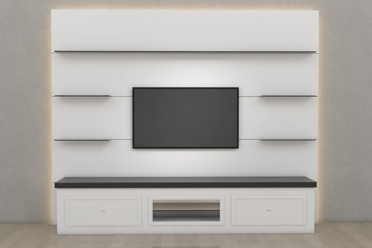 Tv Unit With Black Glasses 3D model_1