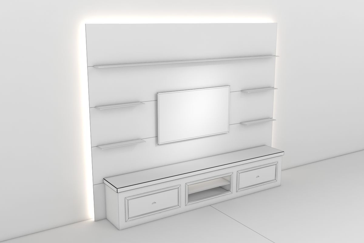 Tv Unit With Black Glasses 3D model_10