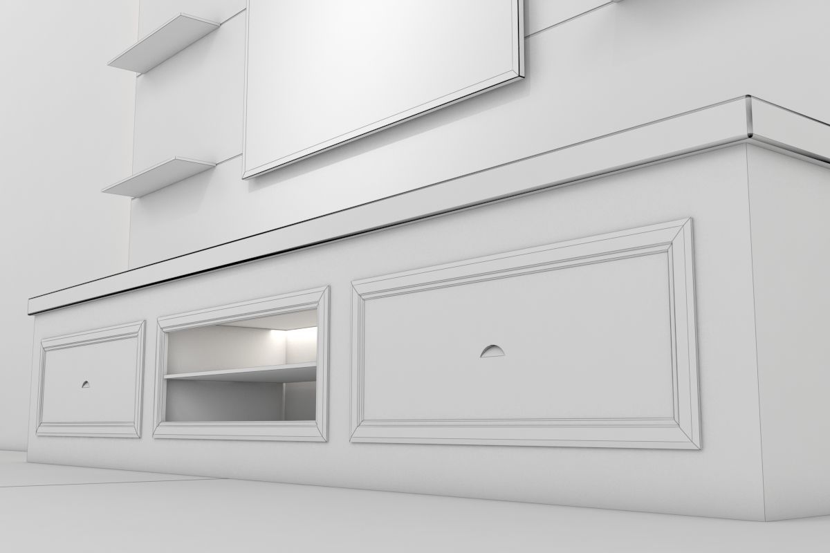 Tv Unit With Black Glasses 3D model_14