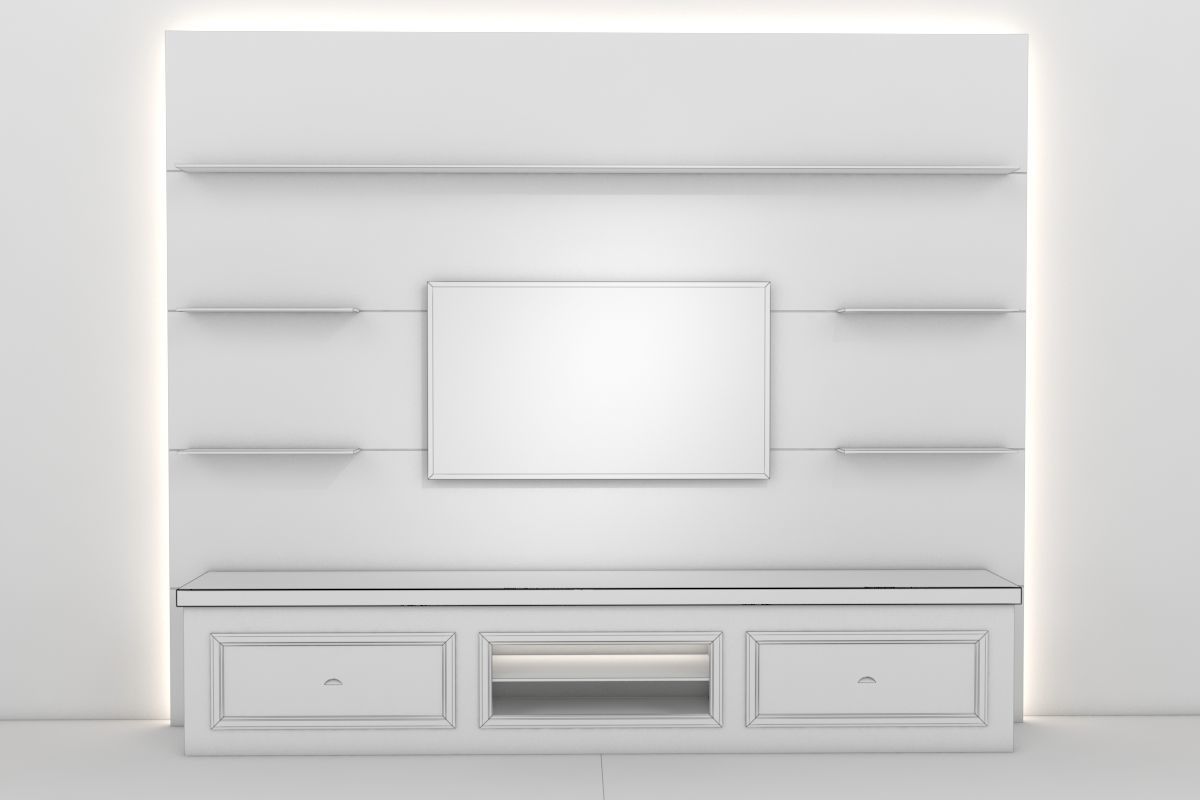 Tv Unit With Black Glasses 3D model_11