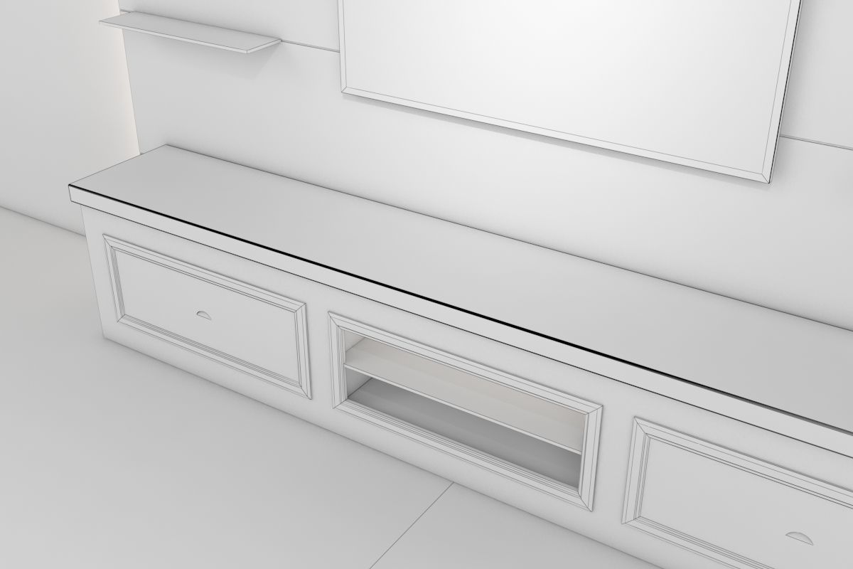 Tv Unit With Black Glasses 3D model_16