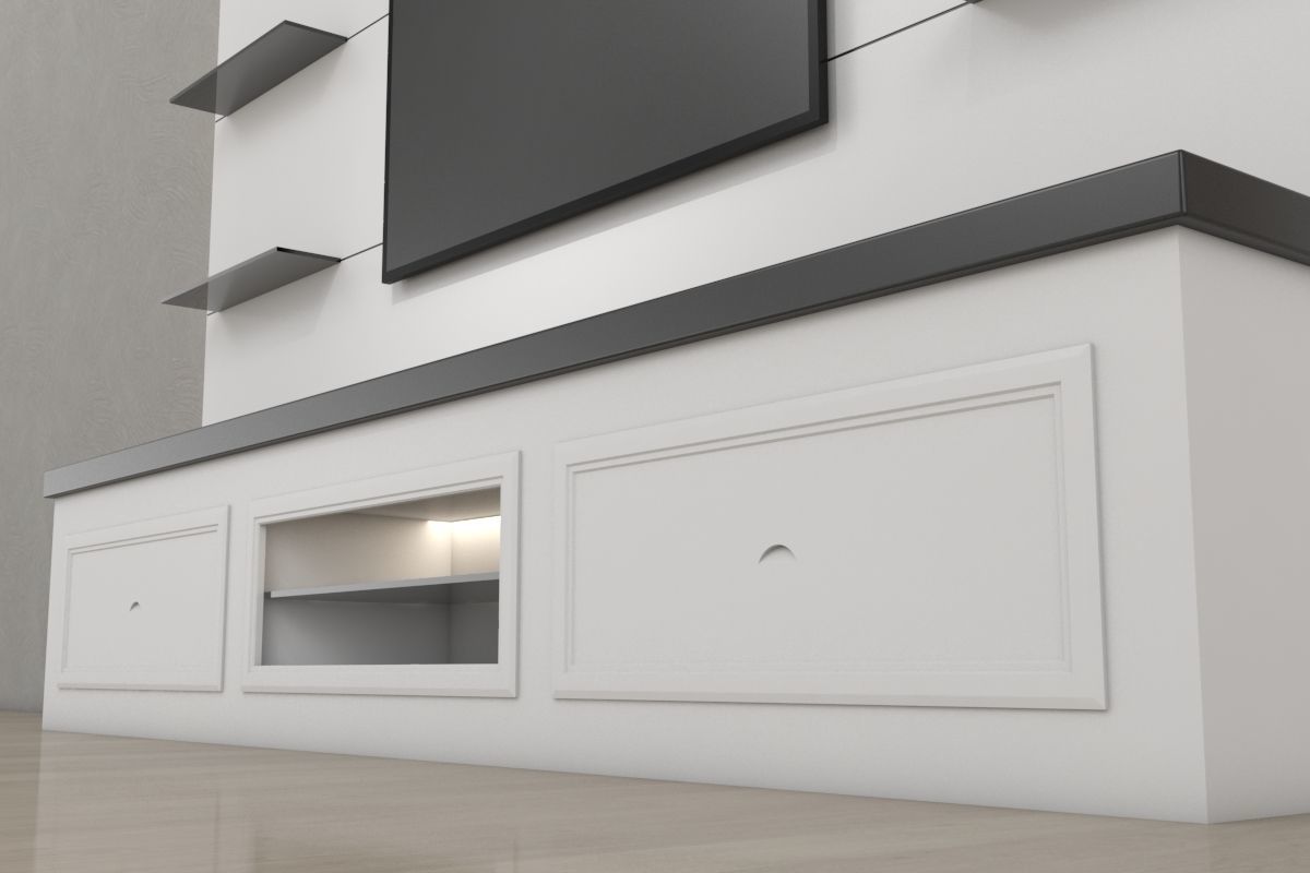 Tv Unit With Black Glasses 3D model_4