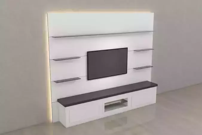 Tv Unit With Black Glasses