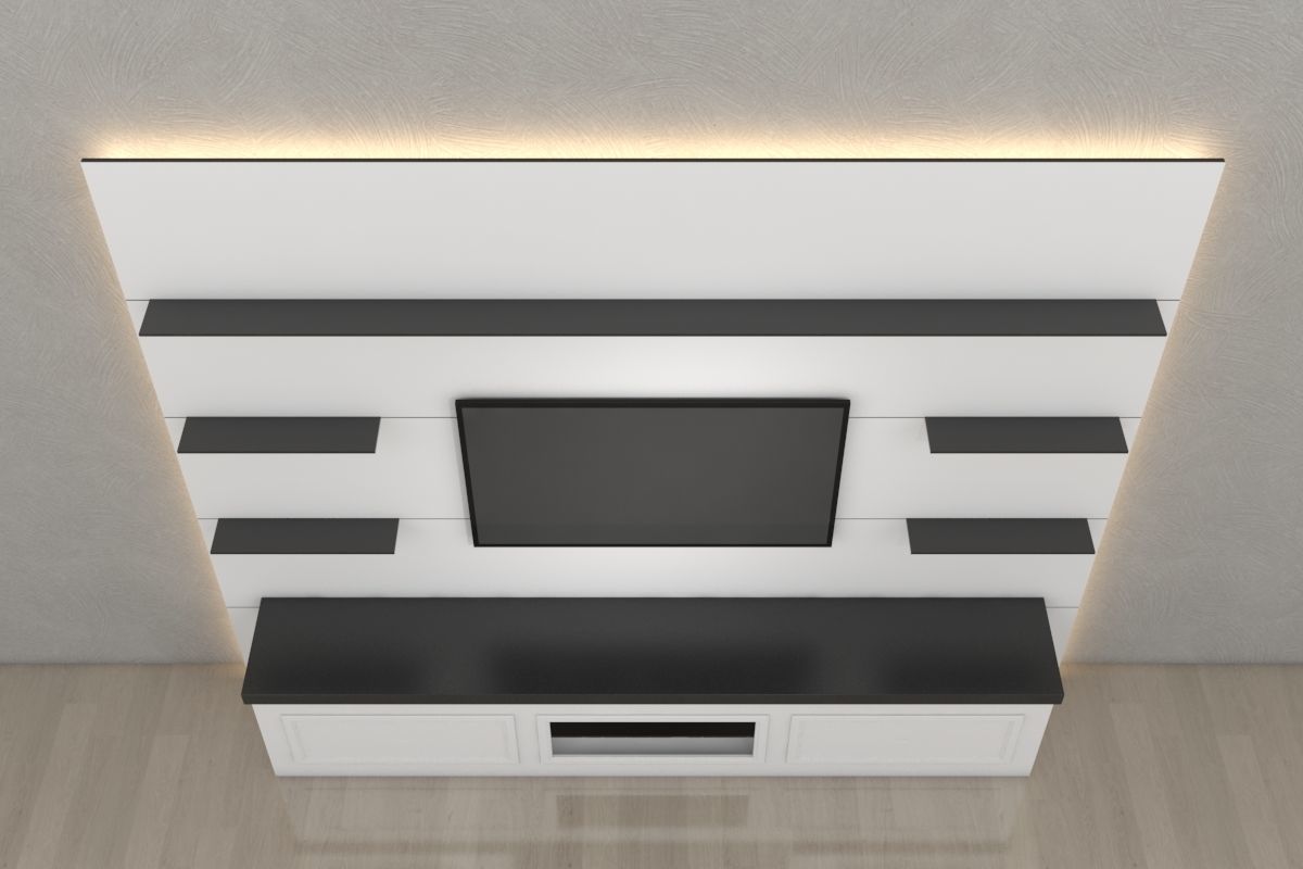 Tv Unit With Black Glasses 3D model_2