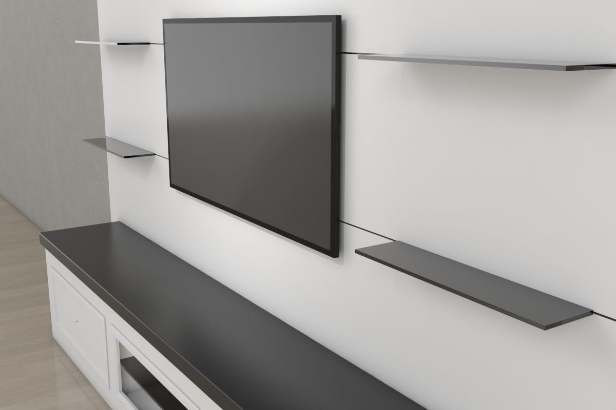 Tv Unit With Black Glasses 3D model_5