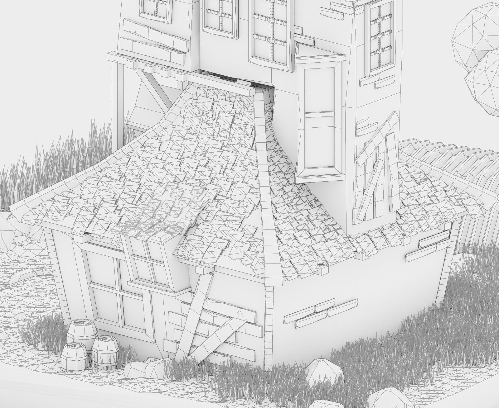 low poly Gameasset3 house with car Low-poly 3D model_5