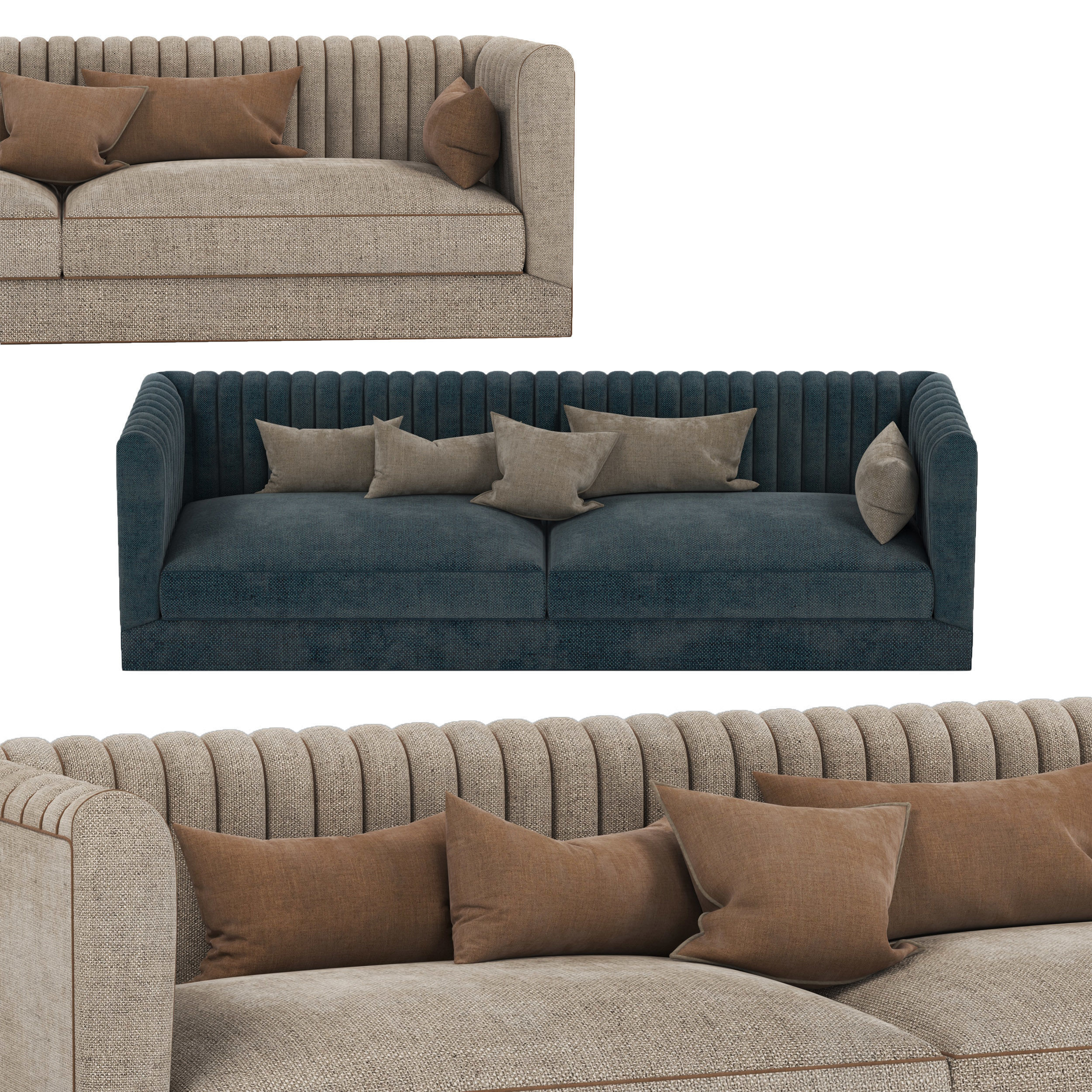 fabric sofa 3D model_2