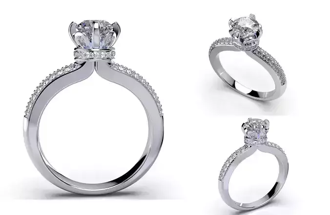 CC117- Engagement Solitaire Diamond Ring 3D  Design