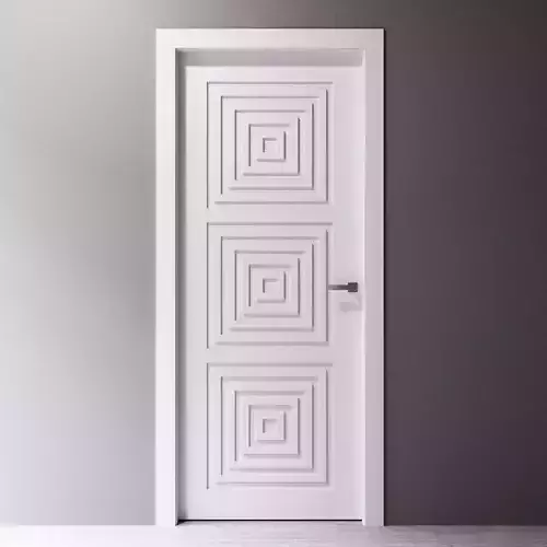 Interior door with square linear pattern