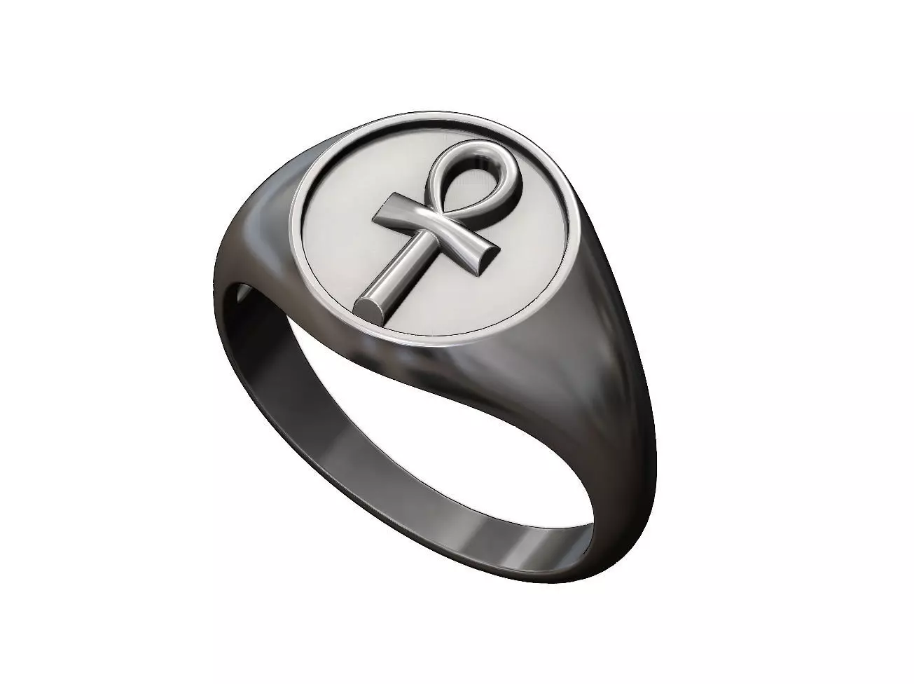 ANKH eternal key of life round signet ring 3D print model