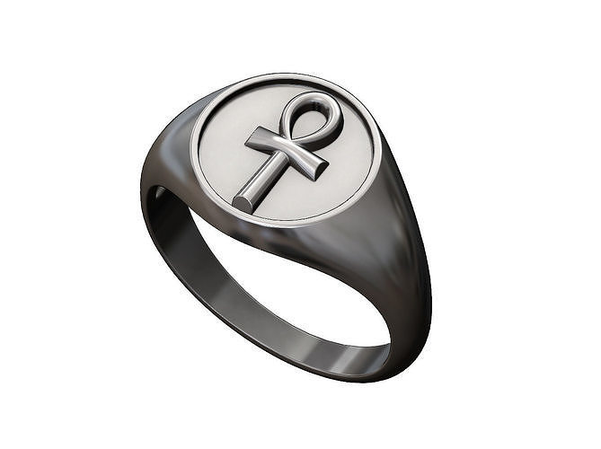 ANKH eternal key of life round signet ring 3D print model
