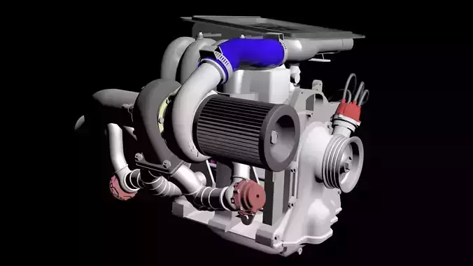 Rotary 13B T Turbo Setup 3D model