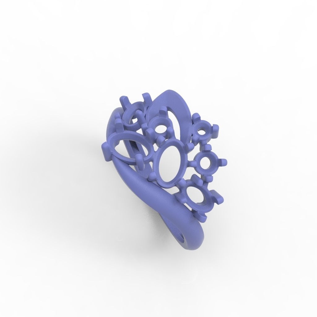 Women ring with gems 3dm stl 3D print model_27